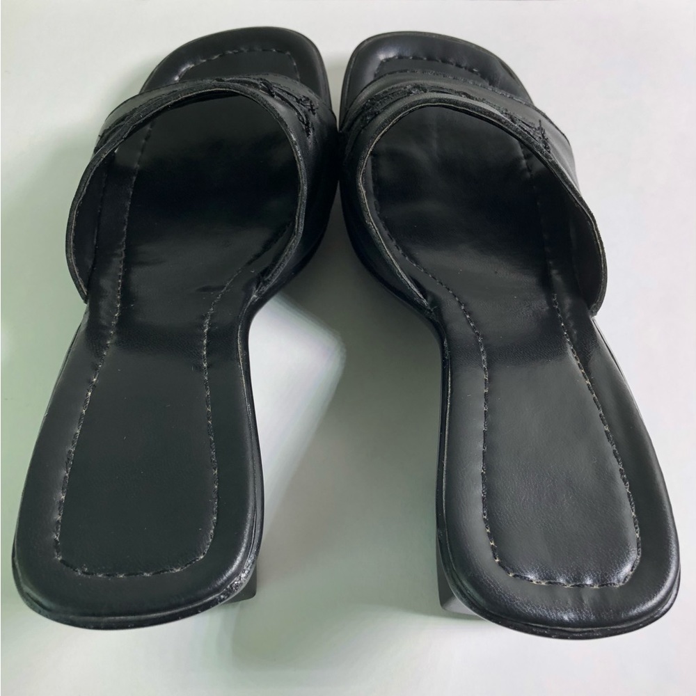 Black Leather Wedge Sandals from Brazil Women's Size 7 - Picture 4 of 11